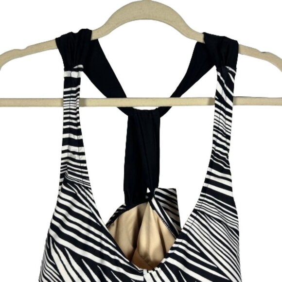Ava & Viv Womens Swim Tankini Top Diagonal Stripes Black White Plus Size 20W - Picture 2 of 10